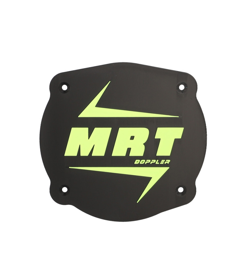 CACHE/OBTURATEUR BOITE A AIR DOPPLER ADAPT. MRT -2022 VERSION LOGO MRT NOIR/JAUNE FLUO