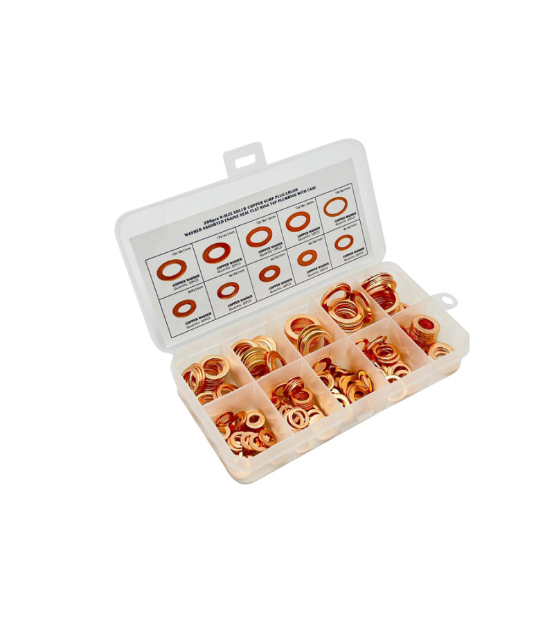COFFRET JOINT CUIVRE DAM INT 5-14 (BOÎTE ASSORTIMENT DE 200 PCS)