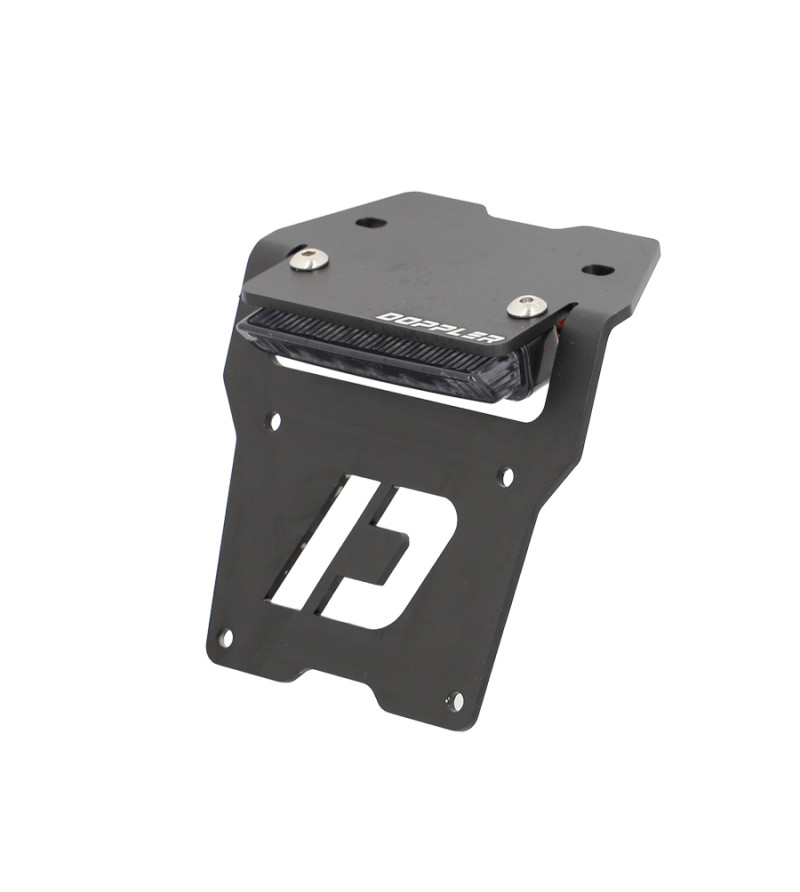 FEU AVEC SUPPORT DE PLAQUE D'IMMATRICULATION CYCLO DOPPLER ALUMINIUM CNC NOIR ADAPT 103