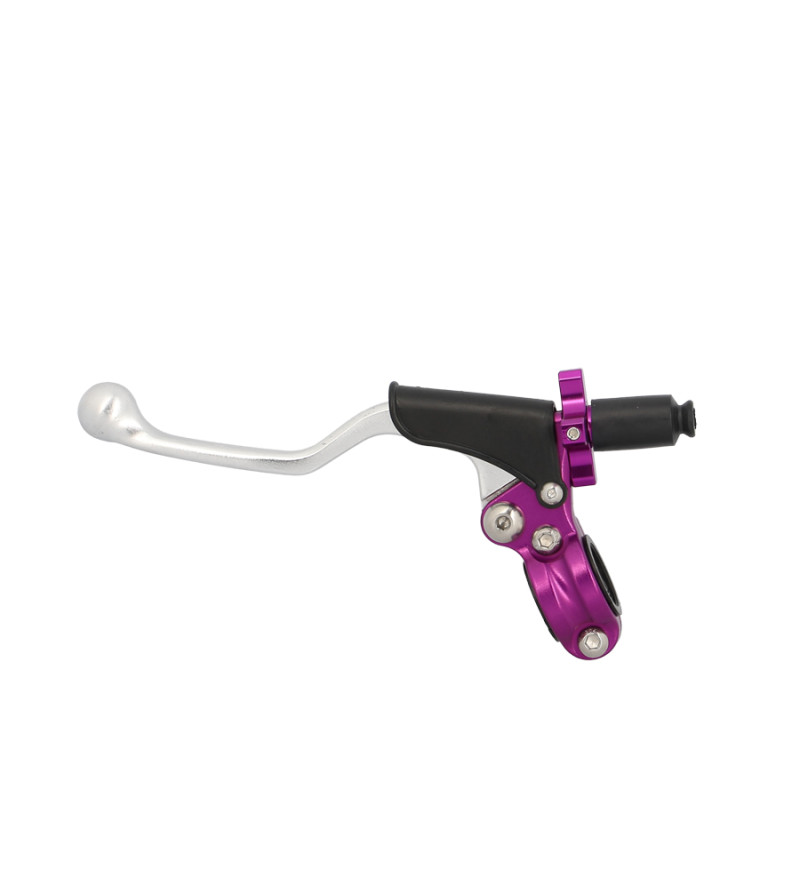 POIGNEE / LEVIER EMBRAYAGE MOTO CROSS UNIVERSEL VIOLET LEVIER ARGENT