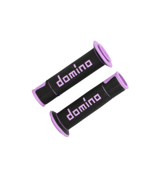 REVETEMENT/POIGNEE DOMINO A450 VIOLET/NOIR (PR) DEBOUCHE POUR EMBOUT GUIDON