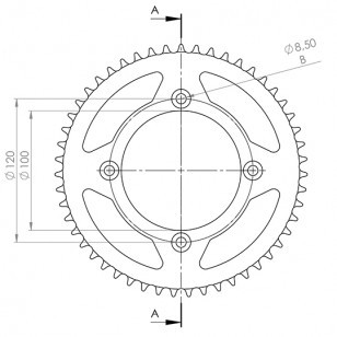 COURONNE MOTO 09 ADAPT. BETA 50 RR FACTORY (50DTS-PAS 420) D.100/4 FIXATIONS 50 À BOITE sur le site du spécialiste des deux r...