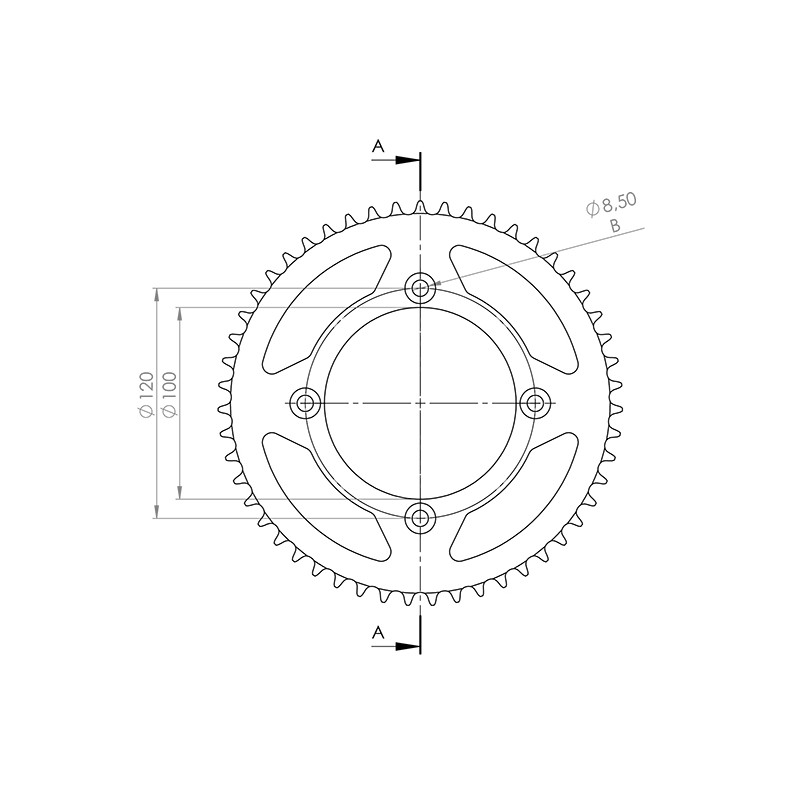 COURONNE MOTO 09 ADAPT. BETA 50 RR FACTORY (50DTS-PAS 420) D.100/4 FIXATIONS 50 À BOITE sur le site du spécialiste des deux r...