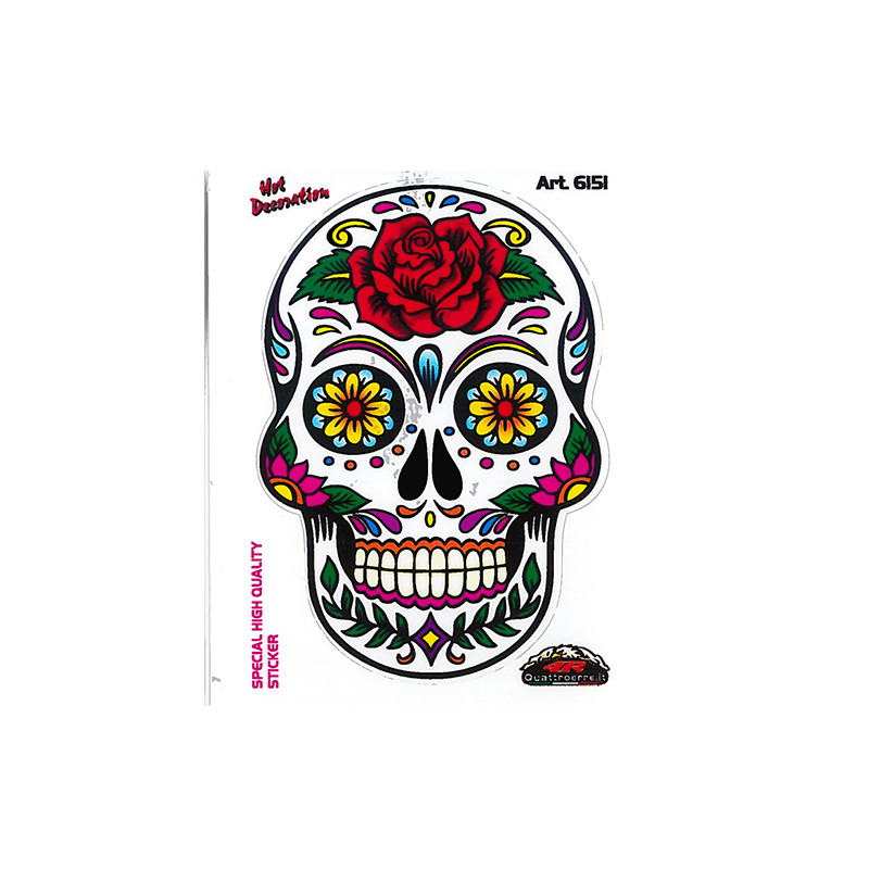 AUTOCOLLANT BOMBING TETE DE MORT MEXICAINE (10X12CM) SCOOTER sur le site du spécialiste des deux roues O-TAKET.COM