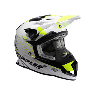 CASQUE CROSS DOPPLER BLANC / JAUNE / NOIR VERNI T59-60 L Casques Cross sur le site du spécialiste des deux roues O-TAKET.COM