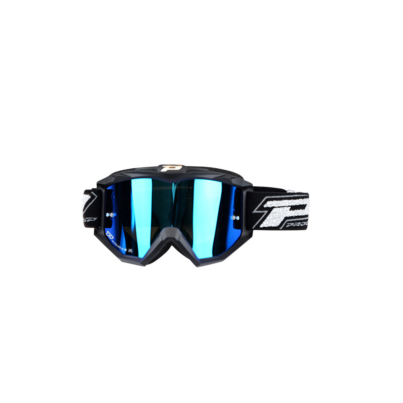 LUNETTE/MASQUE CROSS PROGRIP 3204 NOIR MAT/ECRAN BLEU MIROIR ANTI-RAYURE/ANTI UV - HOMOLOGUE Masques Cross sur le site du spé...