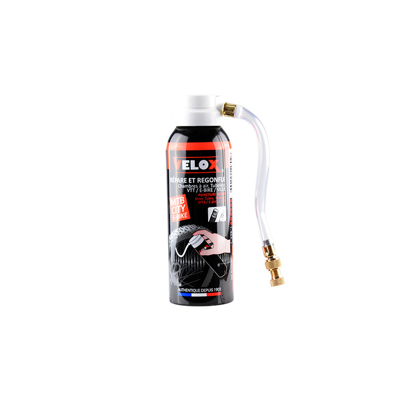 BOMBE ANTI-CREVAISON VELO VELOX 125ML VAE/E BIKE (RACCORD FLEXIBLE VP/VS) ATELIER sur le site du spécialiste des deux roues O...