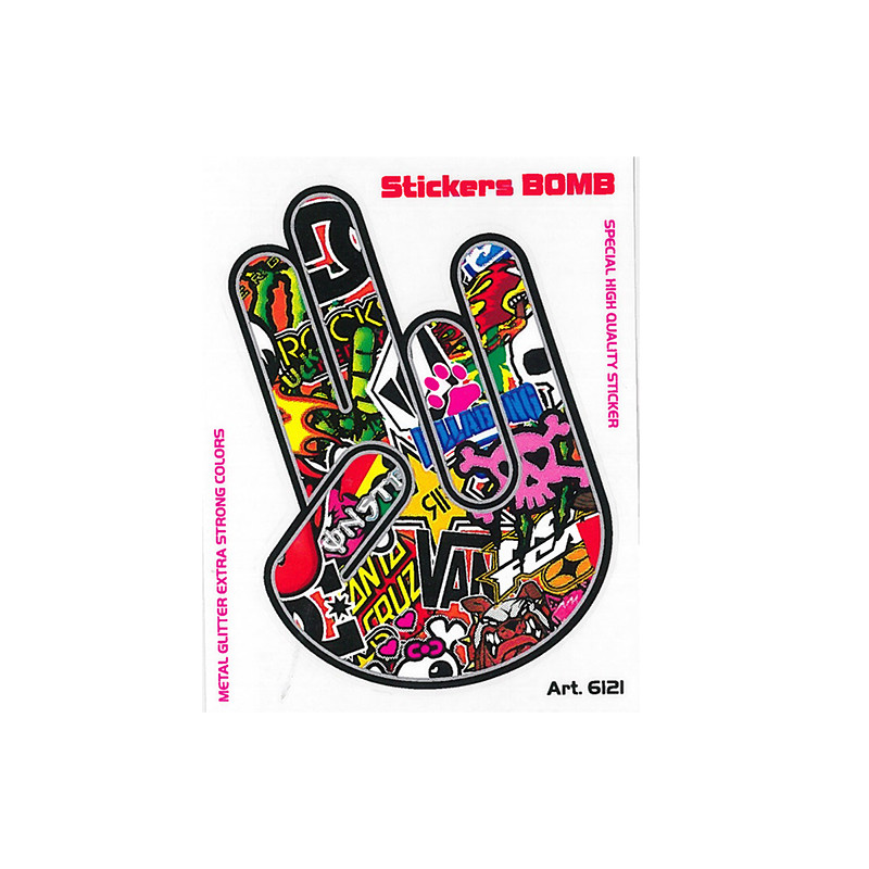 AUTOCOLLANT BOMBING MAIN COOL V2 (10X12CM) SCOOTER sur le site du spécialiste des deux roues O-TAKET.COM
