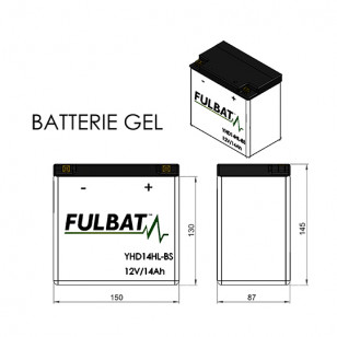 BATTERIE FHD14HL-BS FULBAT 12V14AH LG150 L87 H145 (GEL - SANS ENTRETIEN) - ACTIVEE USINE