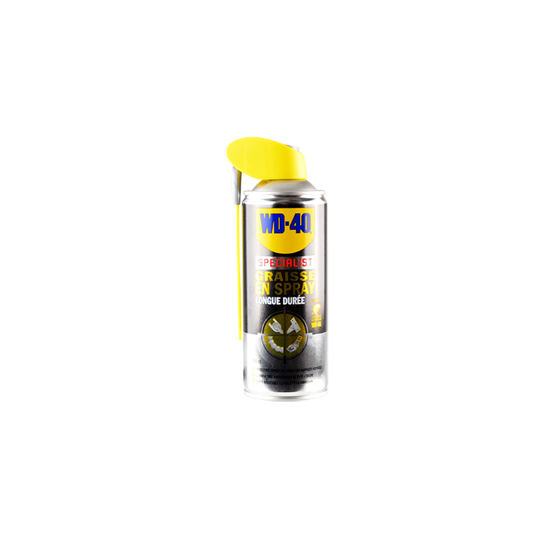 GRAISSE LONGUE DUREE SPECIALIST WD40 400ML (AEROSOL) JET DOUBLE POSITION LUBRIFIANTS sur le site du spécialiste des deux roue...