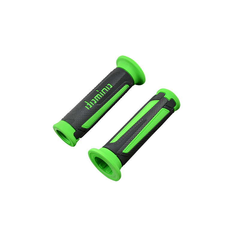 REVETEMENT/POIGNEE DOMINO A350 TURISMO NOIR/VERT (PR) DEBOUCHE POUR EMBOUT GUIDON Revêtements et Poignées sur le site du spéc...