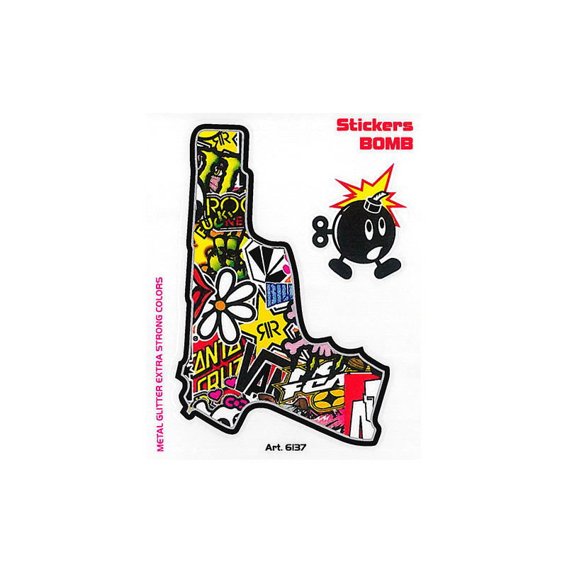 AUTOCOLLANT BOMBING GUN (10X12CM) SCOOTER sur le site du spécialiste des deux roues O-TAKET.COM