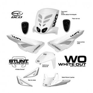 CARROSSERIE SCOOTER BCD KIT (WHITE OUT) ADAPT. STUNT/SLIDER BLANC (7 PIECES) HOMOLOGUE SCOOTER sur le site du spécialiste des...