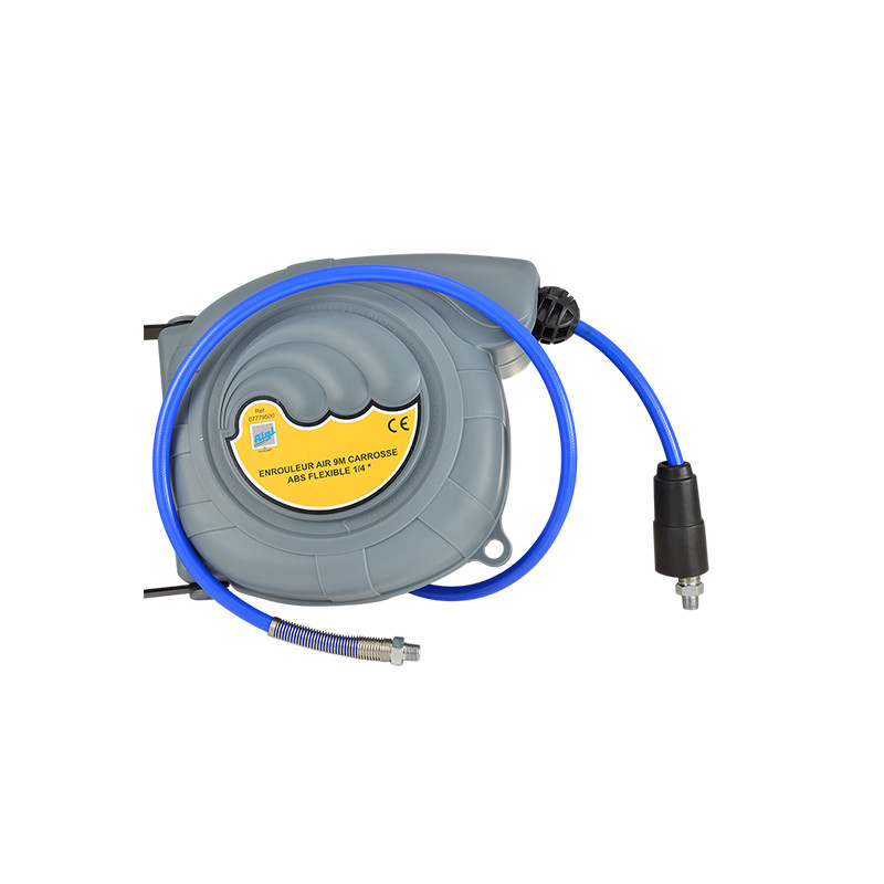 ENROULEUR AIR PNEUMATIQUE 9M ABS RENFORCE (D INT 8/PRESSION MAX 12 BAR/RACCORD 1/4''G MALE ATELIER sur le site du spécialiste...
