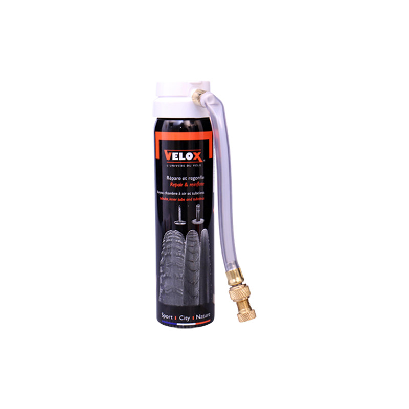 BOMBE ANTI-CREVAISON VELO VELOX 75ML (RACCORD FLEXIBLE VP/VS) ATELIER sur le site du spécialiste des deux roues O-TAKET.COM