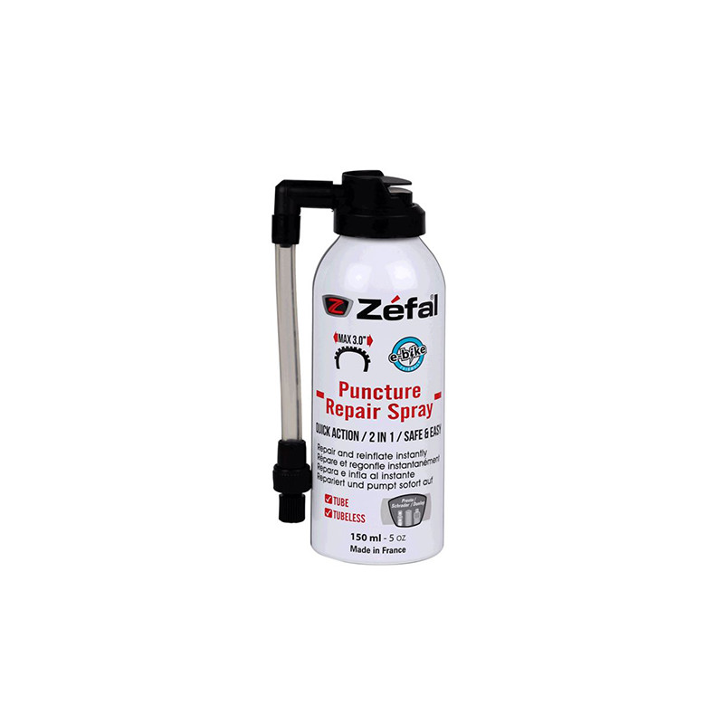 BOMBE ANTI-CREVAISON VELO ZEFAL 150ML (RACCORD FLEXIBLE) ATELIER sur le site du spécialiste des deux roues O-TAKET.COM