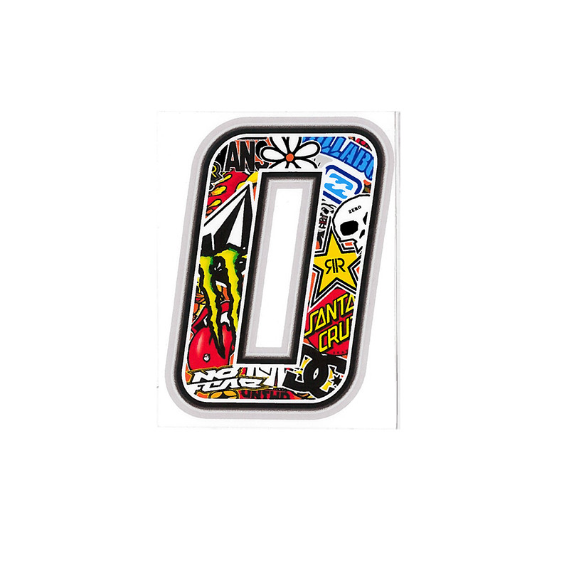 AUTOCOLLANT NUMERO 0 BOMBING 10X7.5CM SCOOTER sur le site du spécialiste des deux roues O-TAKET.COM
