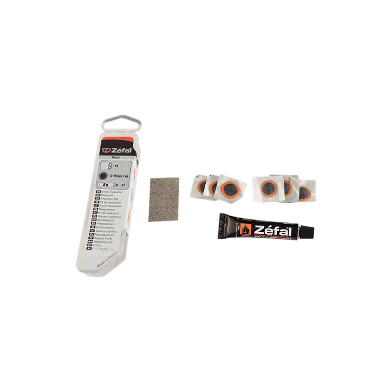 NECESSAIRE REP/RUSTINE ZEFAL ROUTE 6 RUSTINES 15MM/1 TUBE DISSOLUTION/1 RAPE (KIT) ATELIER sur le site du spécialiste des deu...