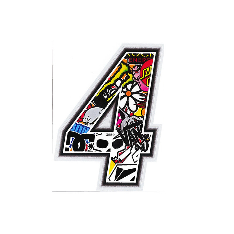 AUTOCOLLANT NUMERO 4 BOMBING 10X7.5CM SCOOTER sur le site du spécialiste des deux roues O-TAKET.COM