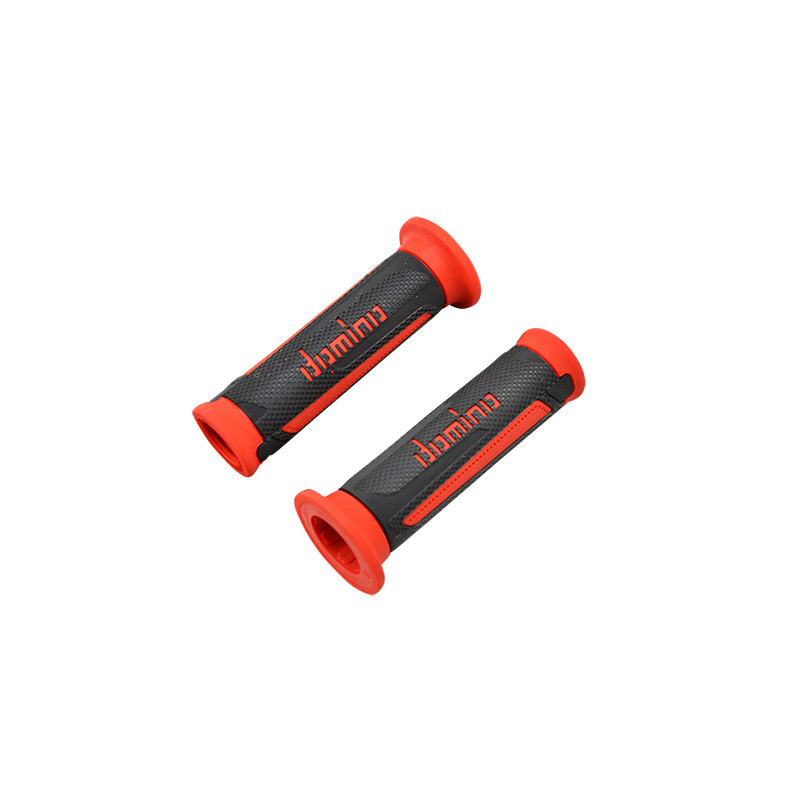 REVETEMENT/POIGNEE DOMINO A350 TURISMO NOIR/ROUGE (PR) DEBOUCHE POUR EMBOUT GUIDON Revêtements et Poignées sur le site du spé...