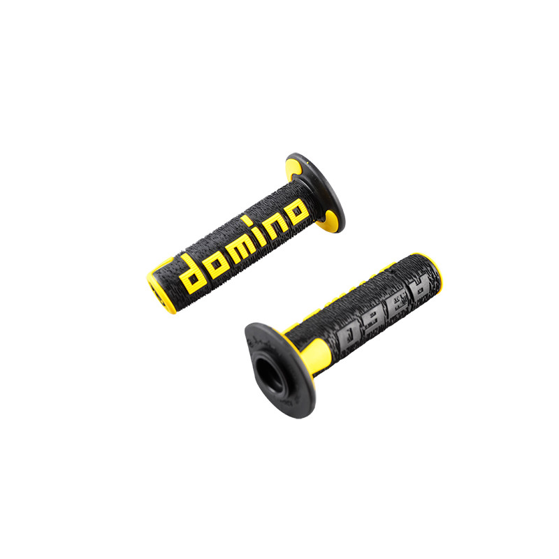 REVETEMENT/POIGNEE DOMINO A360 NOIR/JAUNE (PR) Revêtements et Poignées sur le site du spécialiste des deux roues O-TAKET.COM