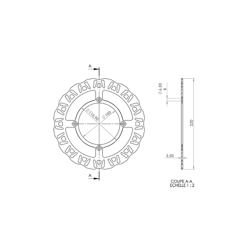 DISQUE FREIN MOTO AR NG ADAPT. BETA RR MOTARD/ENDURO (D.220) 50 À BOITE sur le site du spécialiste des deux roues O-TAKET.COM