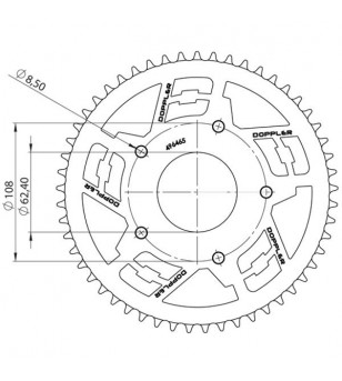 COURONNE MOTO 17 DOPPLER ADAPT. XR7 / XP7 SM / XPS 2005-2008 420 53DTS D62 / 5 FIX-ALU NOIR Kits chaînes sur le site du spéci...