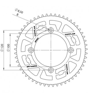 COURONNE MOTO 09 DOPPLER ADAPT. BETA FACTORY 2005→ / RR SM 2005→ 428 53DTS D100 4 FIX ALU NOIR Kits chaînes sur le site du sp...