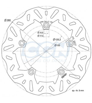 DISQUE FREIN MAXI SCOOTER AV POLINI WAVE ADAPT. 200/300 KYMCO PEOPLE (D.260)