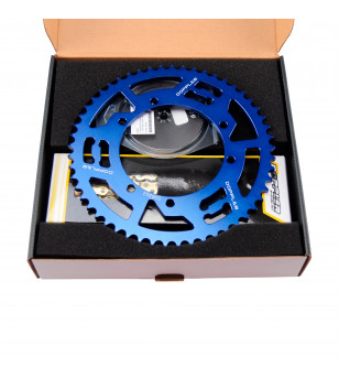 KIT CHAINE DOPPLER ALU ADAPT. SHERCO ENDURO/SM 428 13X53DTS D110 FIX 3X2 ALU BLEU