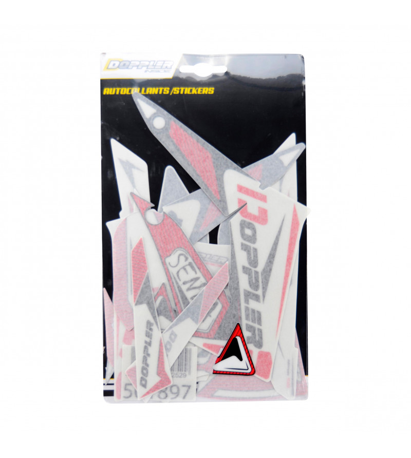 KIT DECO/AUTOCOLLANT DOPPLER ADAPT. DERBI SENDA 11- 18/RCR/SMT - 18 BLANC/NOIR/ROUGE