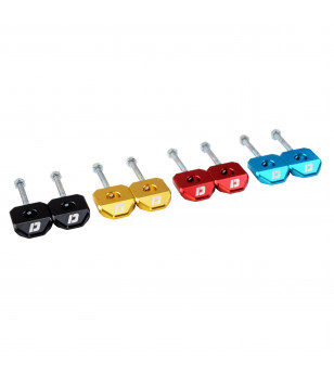TENDEUR CHAINE MOTO ALU CNC DOPPLER ADAPT. DERBI SENDA/SMT/RCR/RX/SX (AXE 15MM) BLEU (X2)