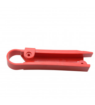 PATIN/GUIDE CHAINE MECABOITE TUN'R ADAPT. DERBI SENDA/SMT/RCR/SX50/RX50 BRAS ACIER - ROUGE