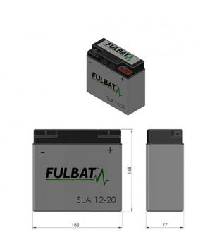 BATTERIE 12-20 FULBAT 12V20AH LG182 L77 H168 SANS ENT. ACTIVEE USINE MOTOCULTURE