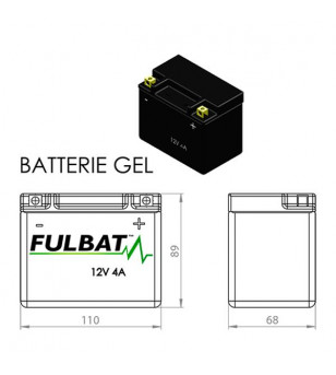 BATTERIE 12-4 FULBAT 12V4AH LG110 L68 H89 (FTX4LBS/FTZ5S) (GEL - SANS ENTRETIEN) -ACTIVEE