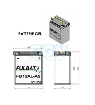 BATTERIE FB12AL-A2 FULBAT 12V12AH LG134 L80 H160 (GEL - SANS ENTRETIEN) - ACTIVEE USINE