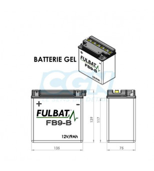 BATTERIE FB9-B FULBAT 12V9AH LG135 L75 H139 (GEL - SANS ENTRETIEN) - ACTIVEE USINE