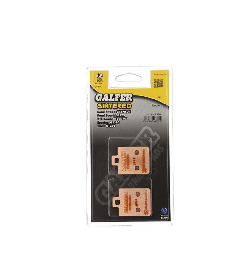 PLAQUETTE FREIN 05 GALFER G1380 ADAPT. AV ZIP / ET2 / 4 LX2 / 4 MP3 / VESPA / AR NRG / STALKER (PR) Plaquettes sur le site du...