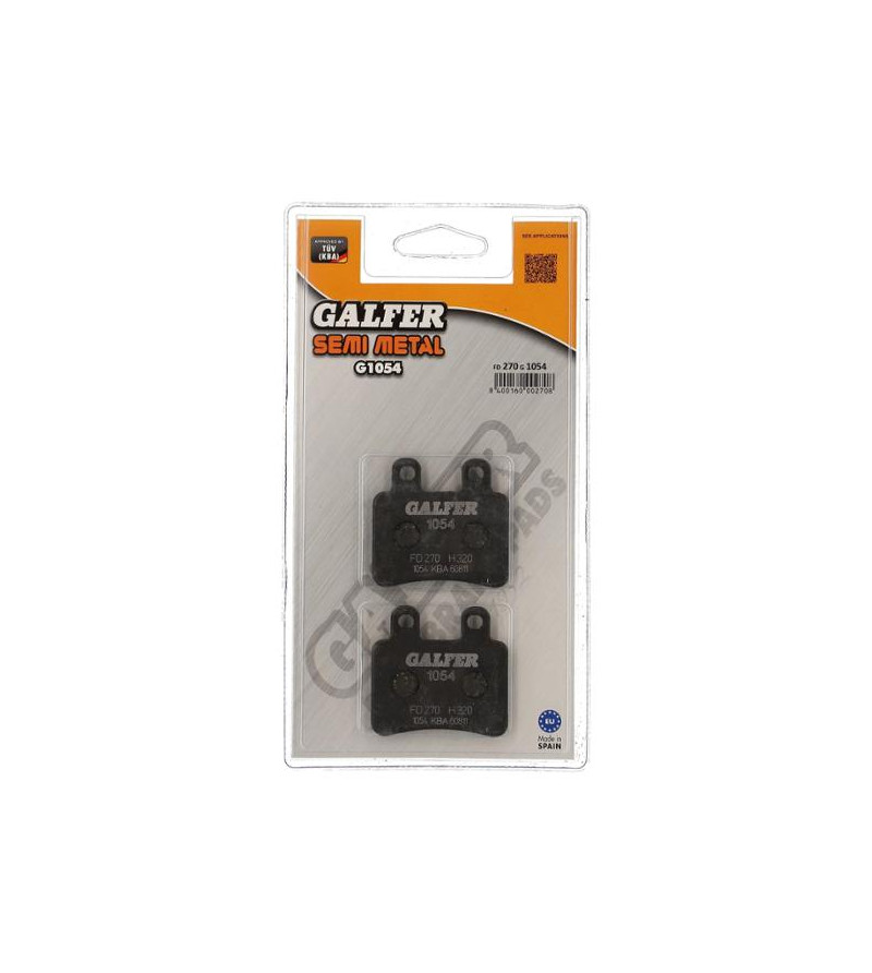 PLAQUETTE FREIN 18 GALFER G1054 ADAPT. AR SENDA DRD PRO / ELYSTAR / SATELIS 125 / XLIMIT 2004→ Plaquettes sur le site du spéc...