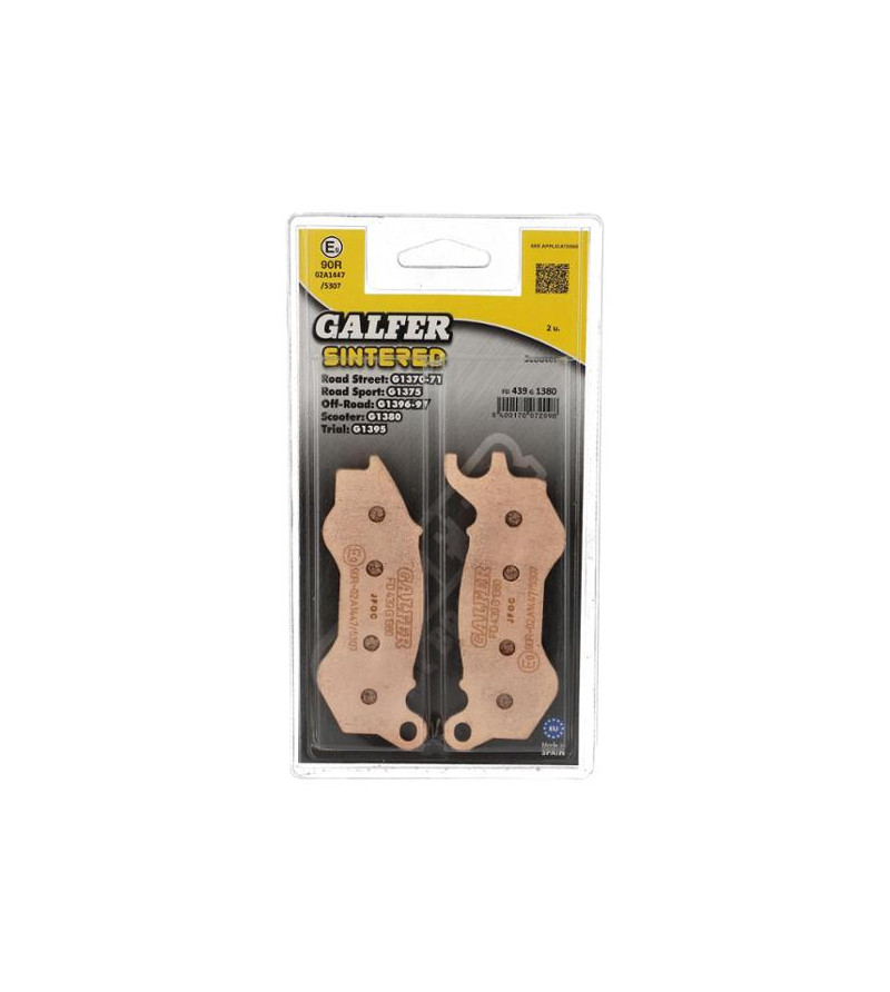 PLAQUETTE FREIN 59 GALFER G1380 ADAPT. AV 125/150 PCX 2009→ / DJANGO 2014→ / CITYSTAR / SATELIS Plaquettes sur le site du spé...