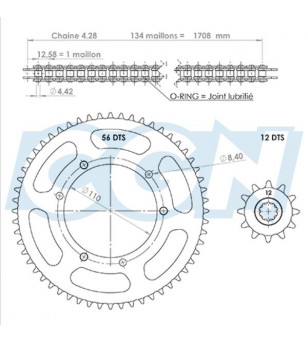 KIT CHAINE AFAM ADAPT. SHERCO 50 ENDURO/SM 2003→ 428 12X56 (DEMULT. ORIGINE) Kits chaînes sur le site du spécialiste des deux...