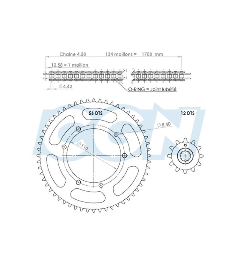 KIT CHAINE AFAM ADAPT. SHERCO 50 ENDURO/SM 2003→ 428 12X56 (DEMULT. ORIGINE) Kits chaînes sur le site du spécialiste des deux...