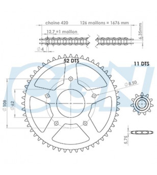 KIT CHAINE AFAM ADAPT. XPS STREET EVO / RIEJU RRX 420 D62/5FIX -ROUES BATONS - 11X52 Kits chaînes sur le site du spécialiste ...