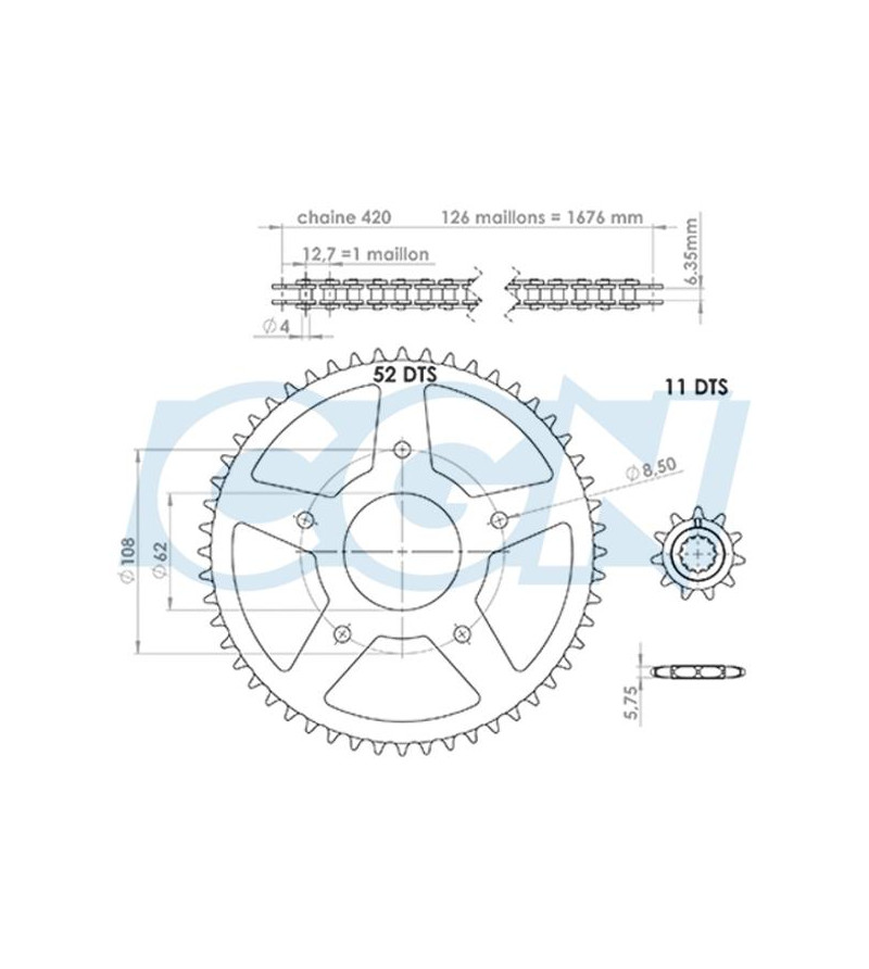 KIT CHAINE AFAM ADAPT. XPS STREET EVO / RIEJU RRX 420 D62/5FIX -ROUES BATONS - 11X52 Kits chaînes sur le site du spécialiste ...