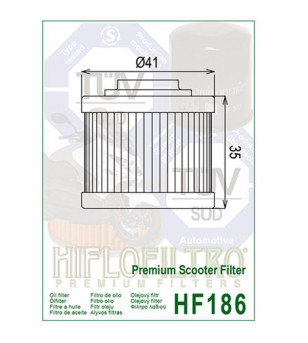 FILTRE A HUILE MOTO HIFLOFILTRO HF186 Filtres à huile sur le site du spécialiste des deux roues O-TAKET.COM