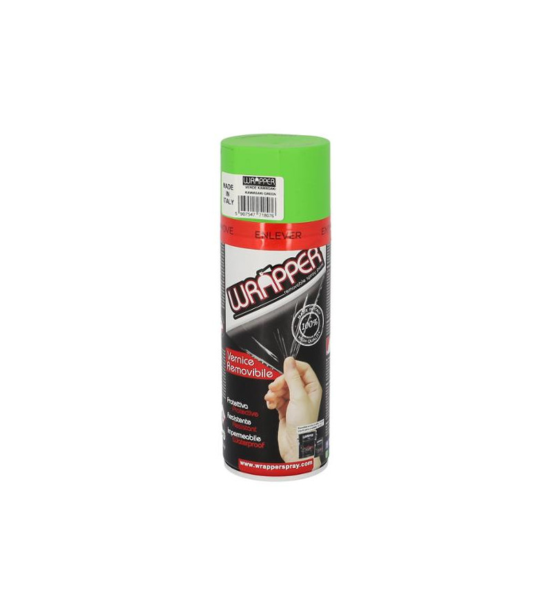 BOMBE PEINTURE WRAPPER PAR HQS VERT KAWASAKI (400ML) - RETIRABLE PEINTURES sur le site du spécialiste des deux roues O-TAKET.COM