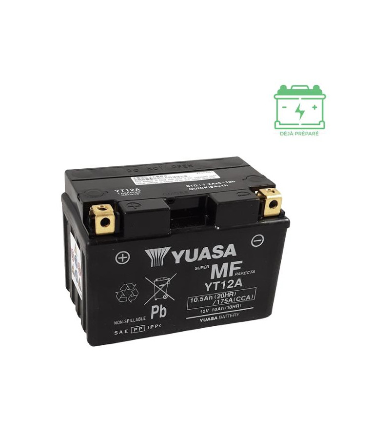 BATTERIE YT12A YUASA 12V10AH SANS ENTRETIEN - AGM ACTIVE USINE Batteries sur le site du spécialiste des deux roues O-TAKET.COM