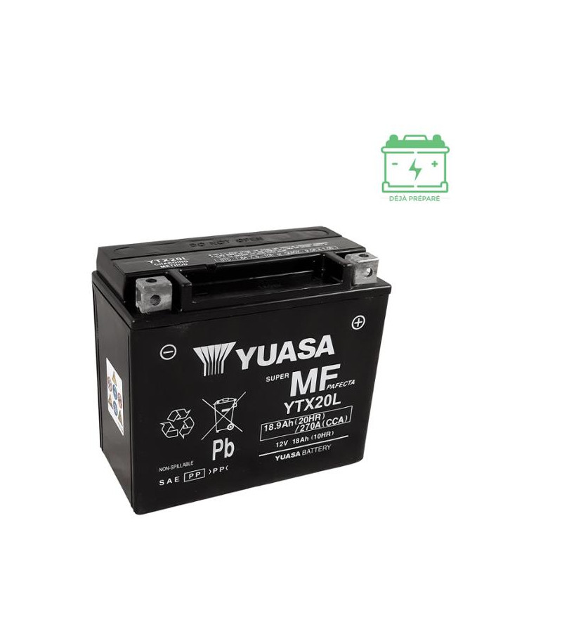 BATTERIE YTX20L YUASA 12V18AH SANS ENTRETIEN - AGM ACTIVE USINE Batteries sur le site du spécialiste des deux roues O-TAKET.COM