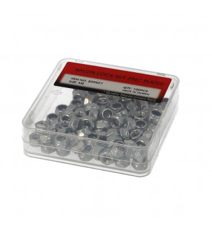 ECROU 6 PANS NYLSTOP/FREIN ZINC M5 (BOITE DE 100 PCS)