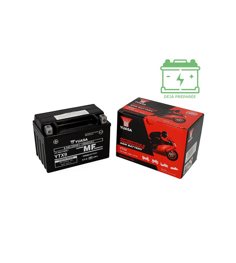 BATTERIE YTX9 YUASA 12V8AH LG150 L87 H105 (SANS ENTRETIEN - AGM) - ACTIVE USINE